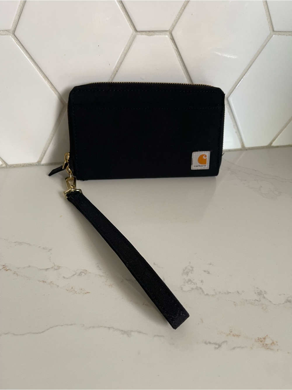 Carhartt Black Canvas Zip Wristlet with Detachable Strap
